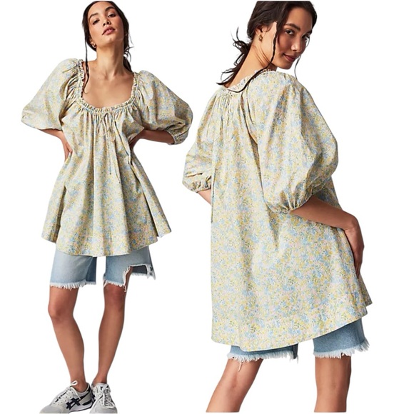 For Love & Lemons Merian Mini Dress 100% Cotton Ditzy Floral - Picture 4 of 13